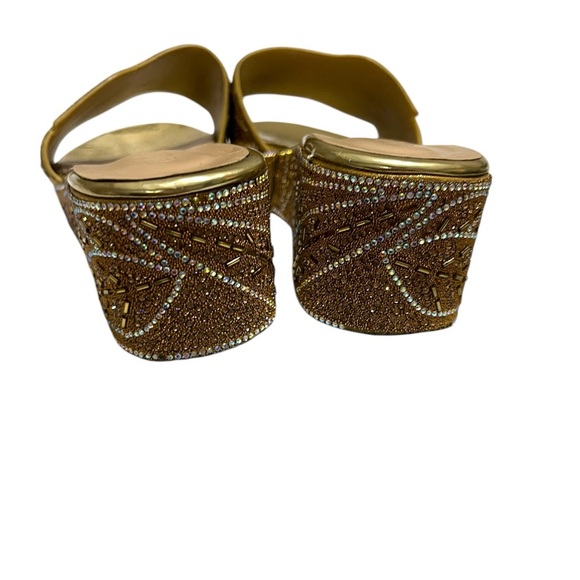 Gold Embellished Women's Slide Sandals - Picture 7 of 9